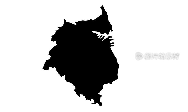black silhouette map of the city of Gdynia in Poland